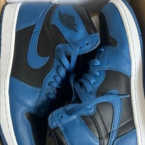 Jordan Black and Blue High-Top Sneakers
